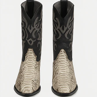Natural Python Snakeskin J-Toe Cowboy Boots - Image 2