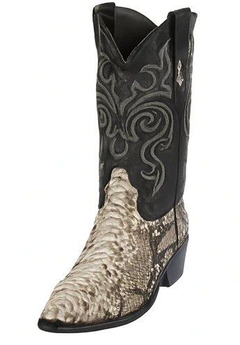 Natural Python Snakeskin J-Toe Cowboy Boots - Image 4