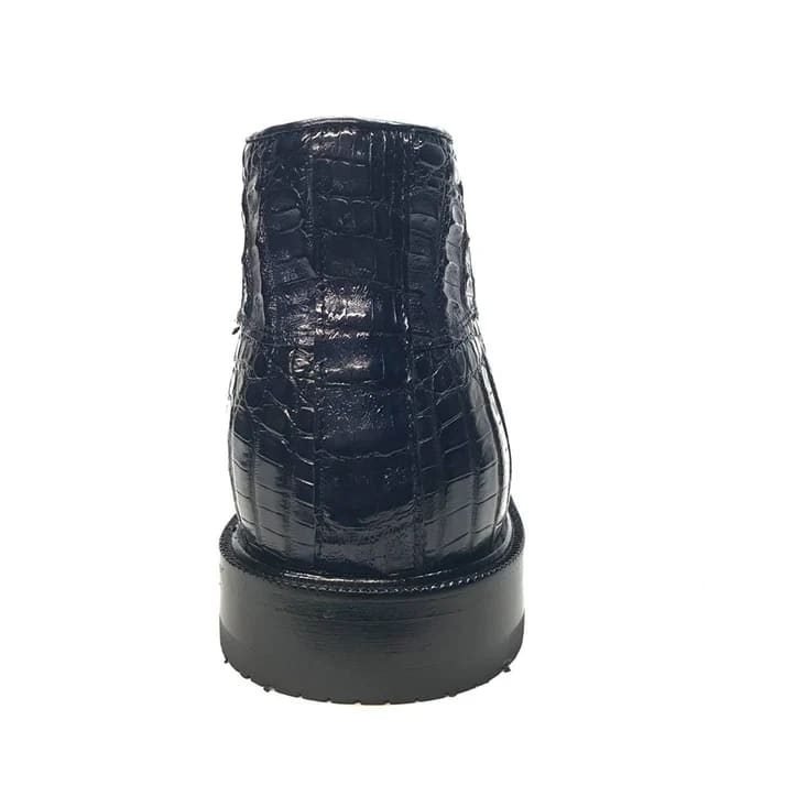 Los Altos Navy Crocodile Lace-Up Dress Ankle Boots - Image 5