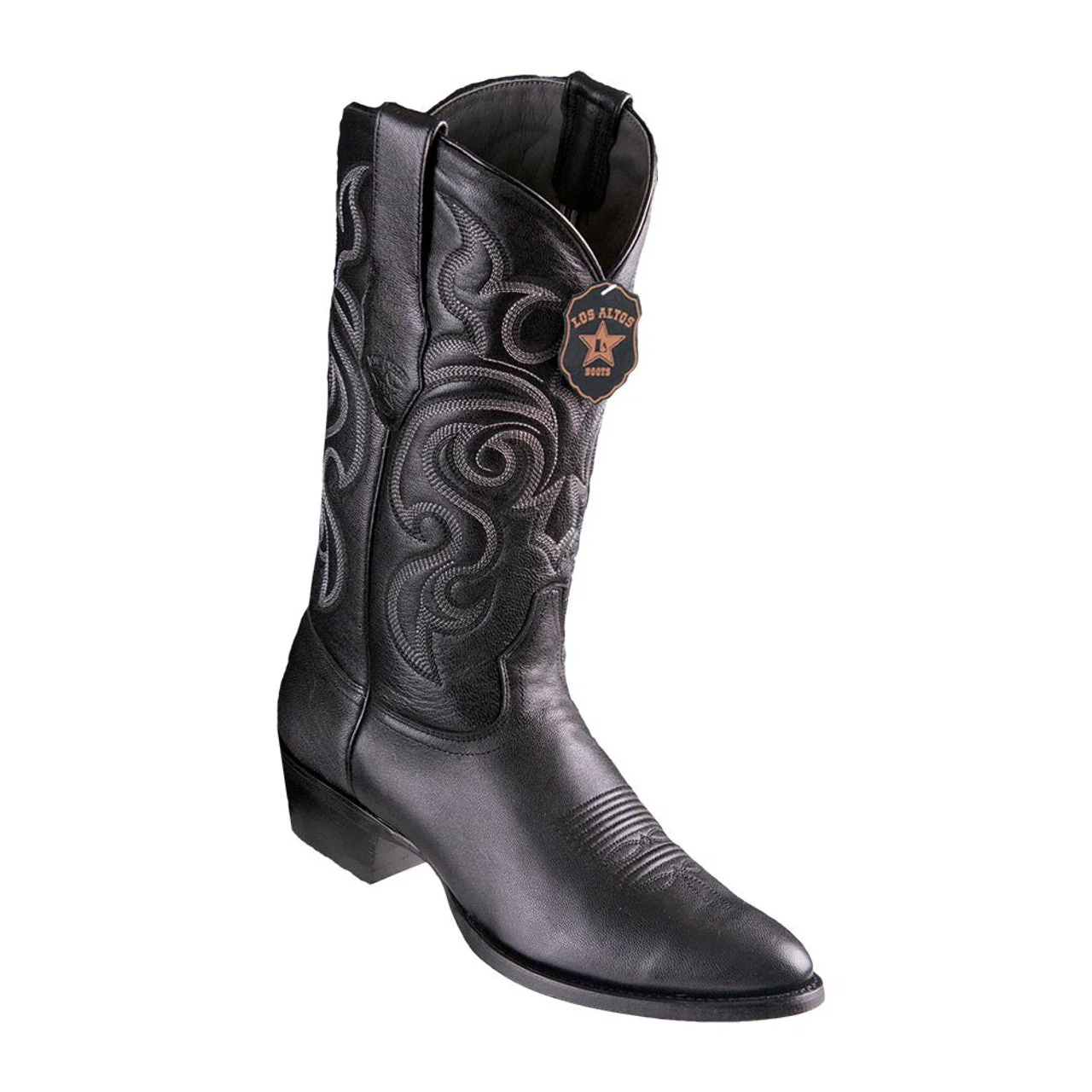 Los Altos Round Toe Men's Black Goat Leather Boots