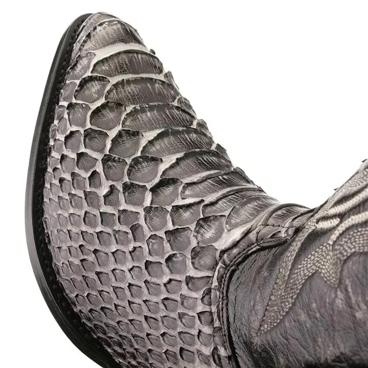 J Toe Cowboy Boots - J Toe Western Boots - Los Altos Rustic Black Python J-Toe Boot - Image 5