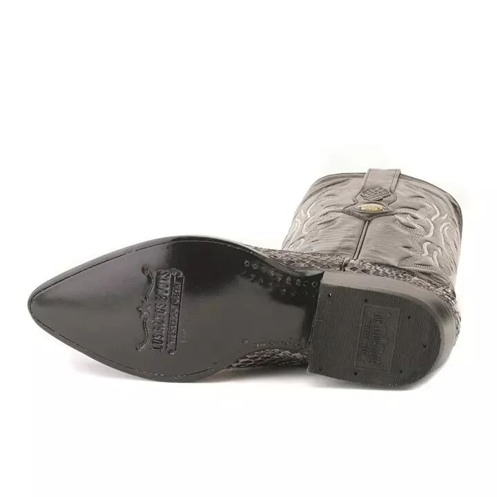 J Toe Cowboy Boots - J Toe Western Boots - Los Altos Rustic Black Python J-Toe Boot - Image 6