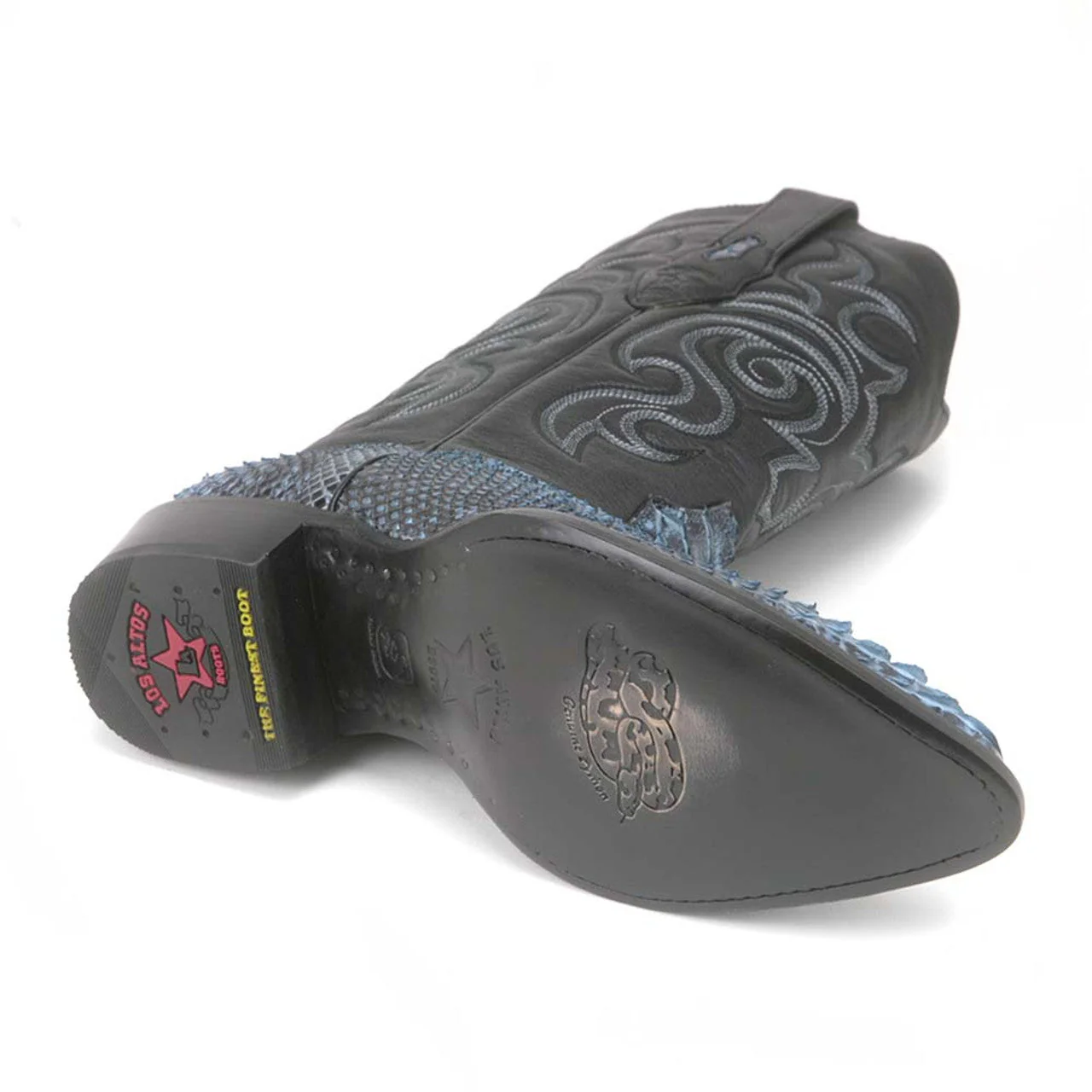 Los Altos Rustic Blue J-Toe Genuine Python Boots - Image 2