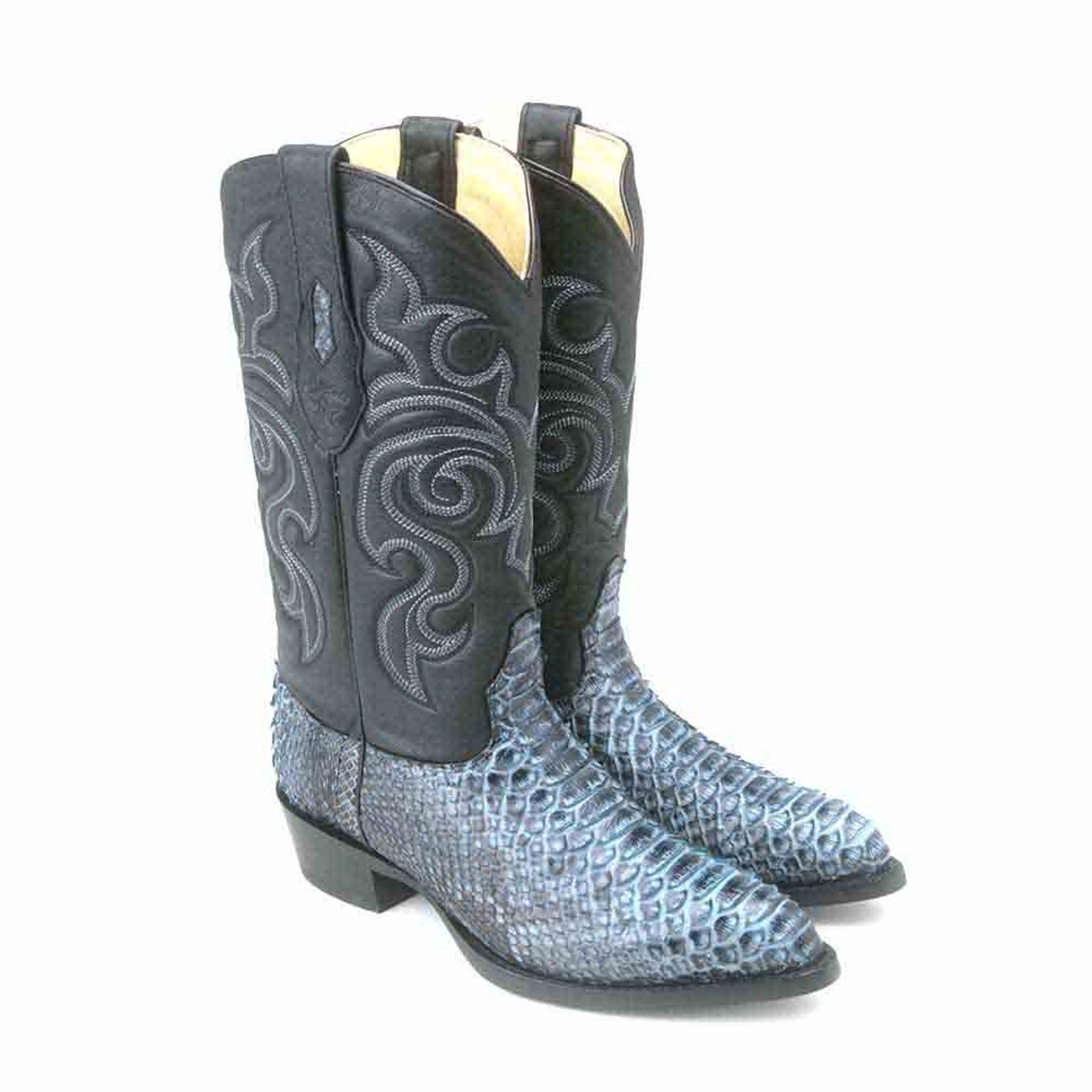 Los Altos Rustic Blue J-Toe Genuine Python Boots - Image 4