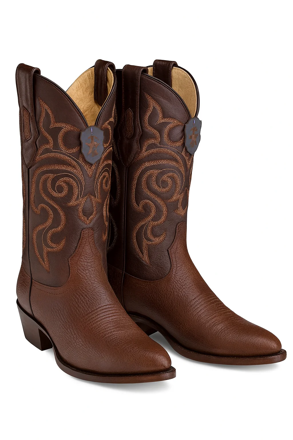 Brown Sharkskin Cowboy Boots J-Toe - Image 8