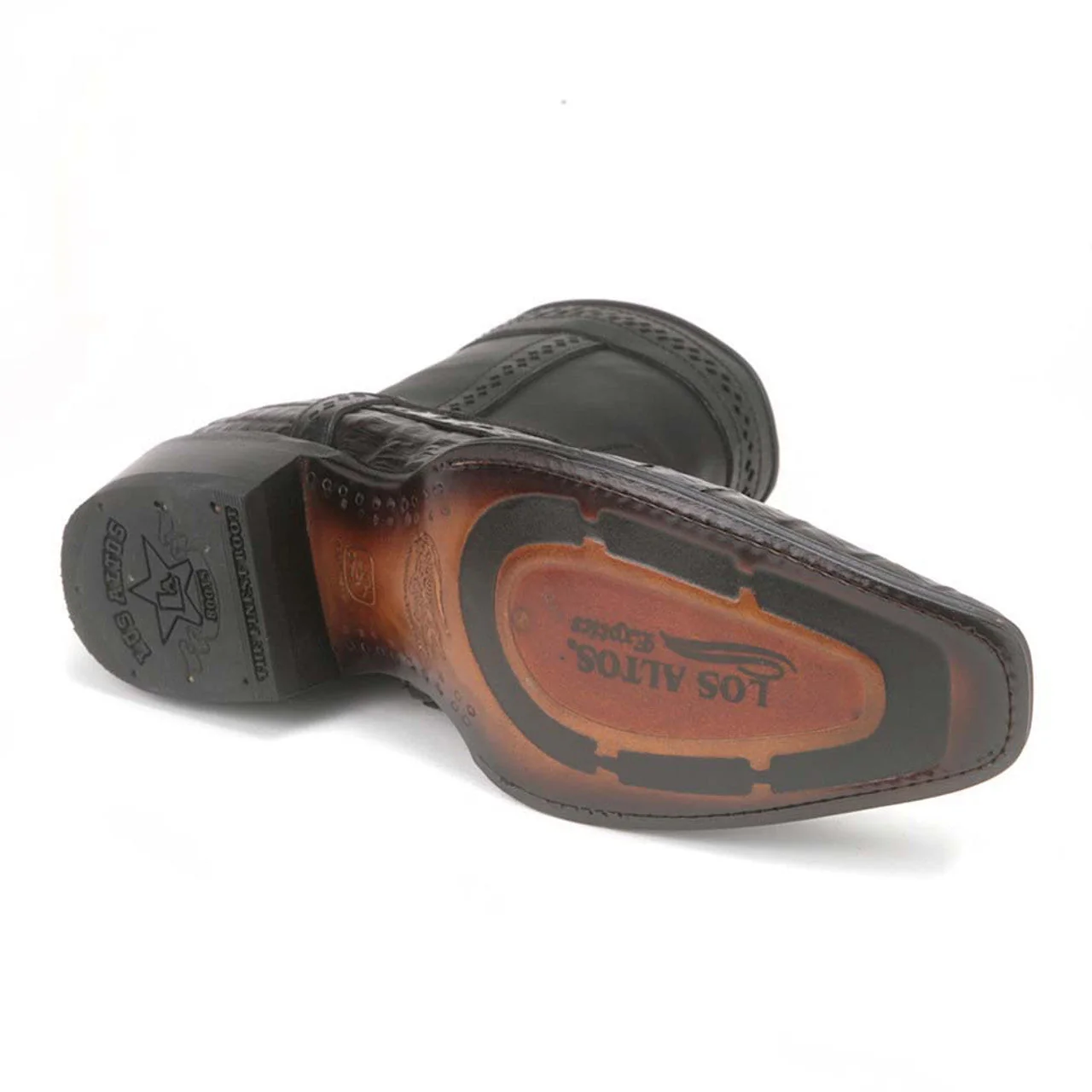 Los Altos Square Toe Men’s Brown Caiman Tail Low Shaft European Boots - Image 2