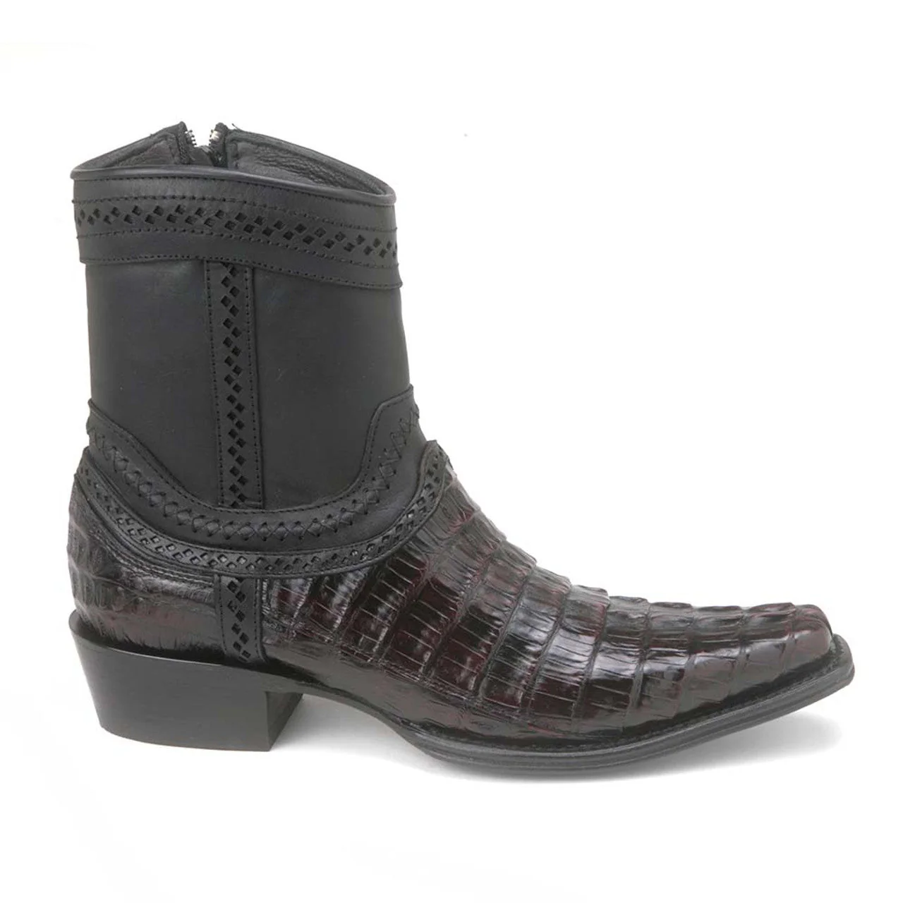 Los Altos Square Toe Men’s Brown Caiman Tail Low Shaft European Boots - Image 3