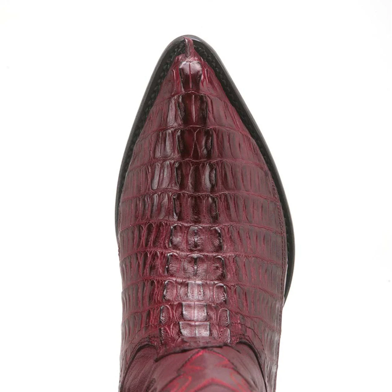 Los Altos Western Burgundy Genuine Caiman Crocodile Boots with J Toe - Image 2