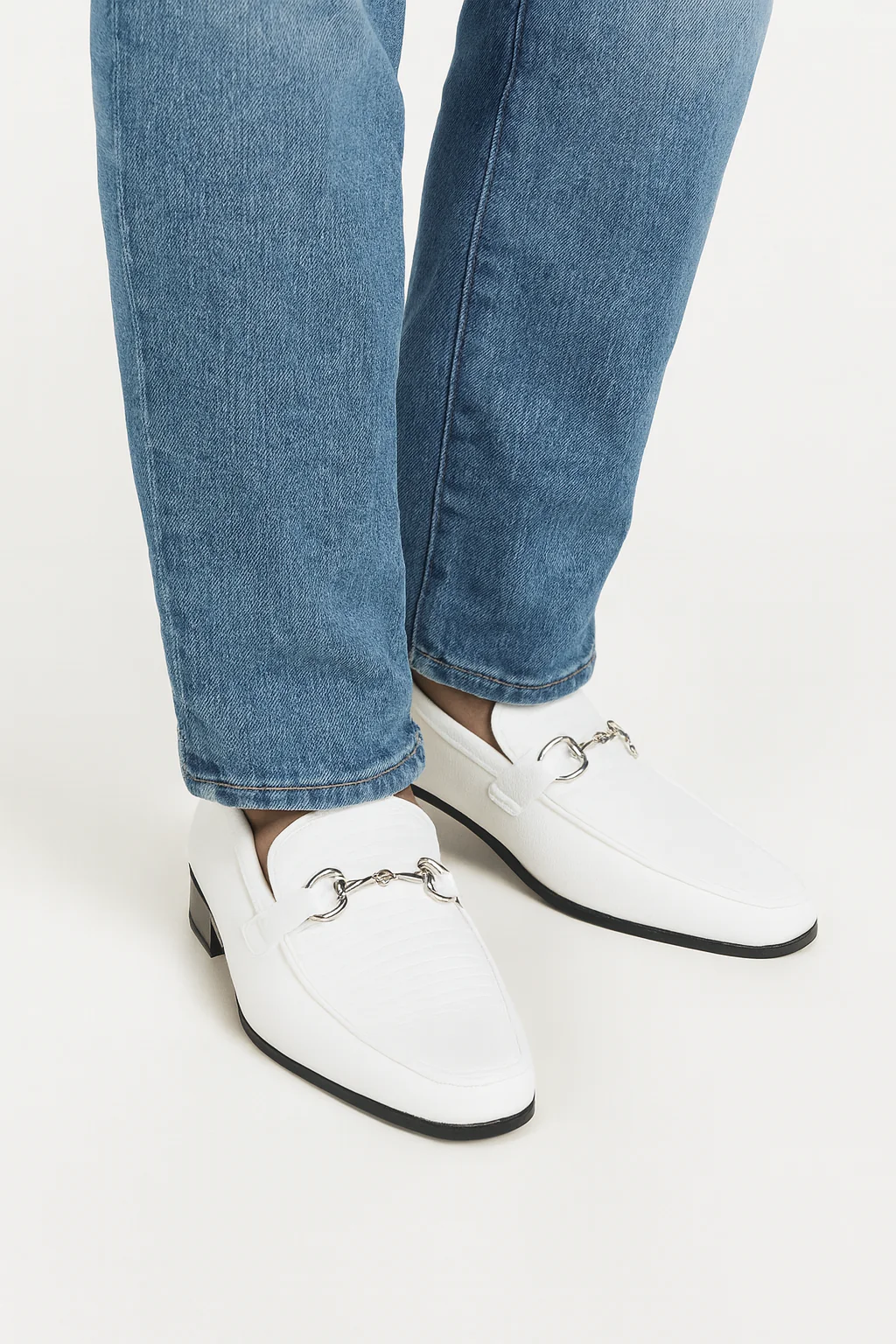 Los Altos White Genuine Teju Lizard Skin Slip-On Loafers - Image 3