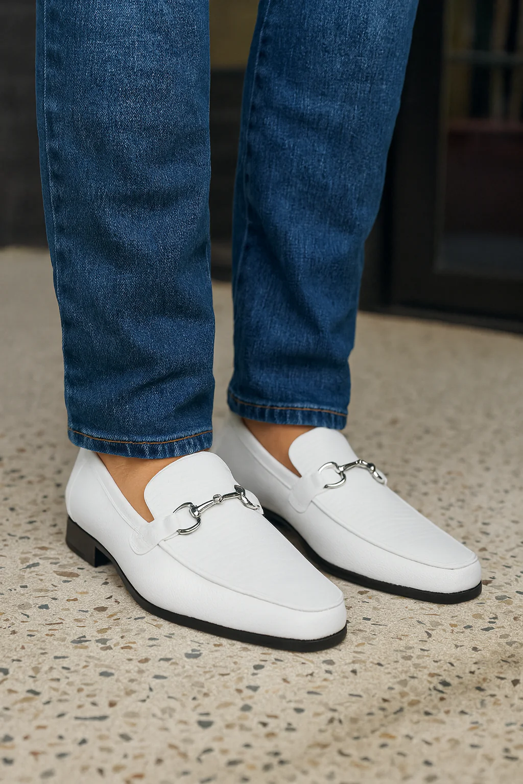 Los Altos White Genuine Teju Lizard Skin Slip-On Loafers - Image 5