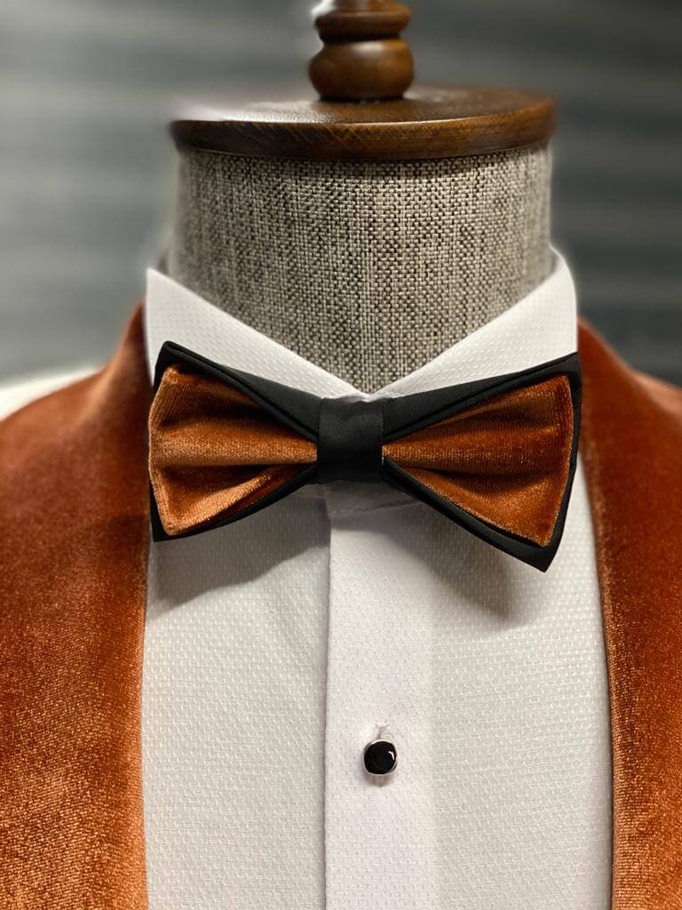 Luxury White Wedding Tuxedo with Orange Velvet Shawl Collar - Image 7