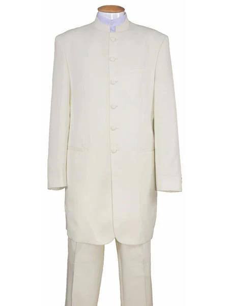 Mandarin Collar Tuxedo - Mandarin Tuxedo - No Collar Suit - Cream Suit - Image 9