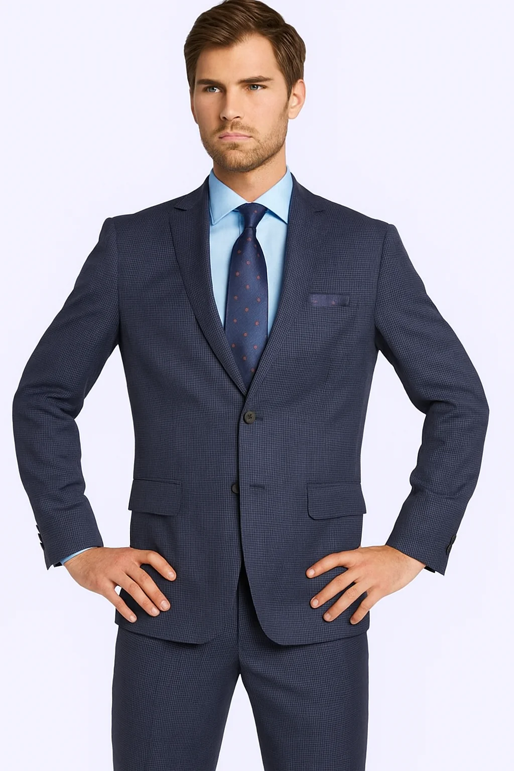 Tiglio Suit Brand Men’s Suit-Blue Gray Check- High End Suits - High Quality Suits - Image 4