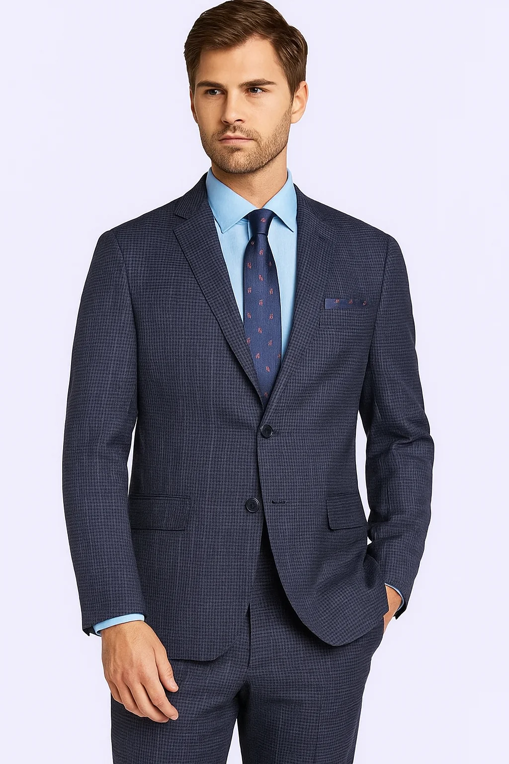 Tiglio Suit Brand Men’s Suit-Blue Gray Check- High End Suits - High Quality Suits - Image 5