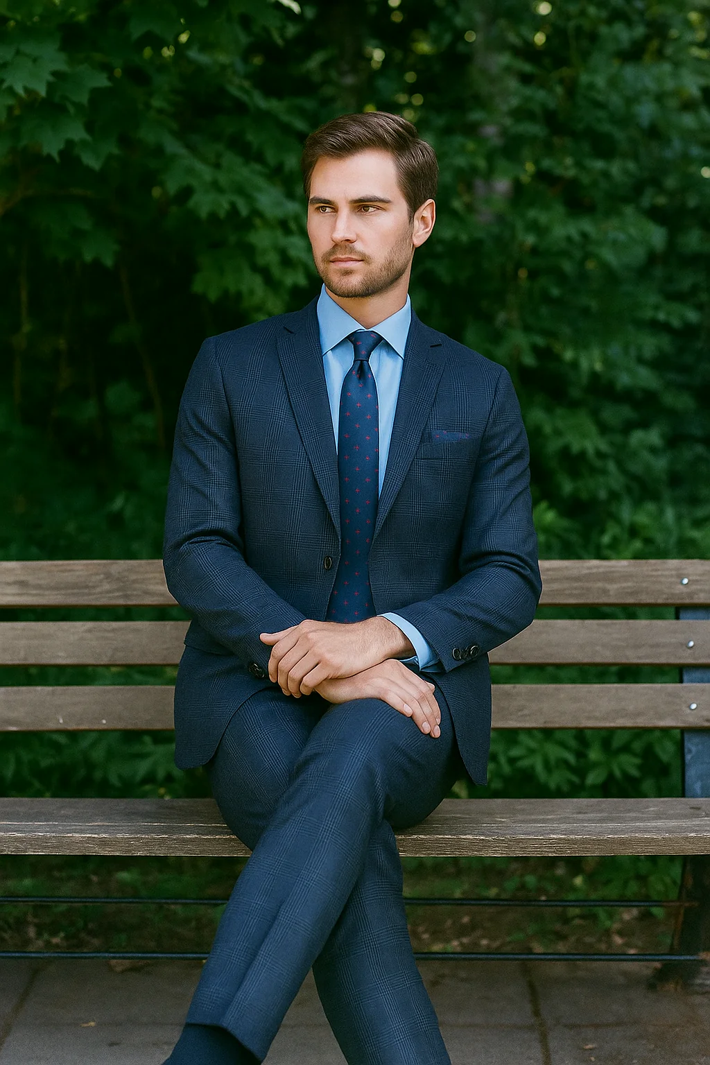 Tiglio Suit Brand Men’s Suit-Blue Gray Check- High End Suits - High Quality Suits - Image 6