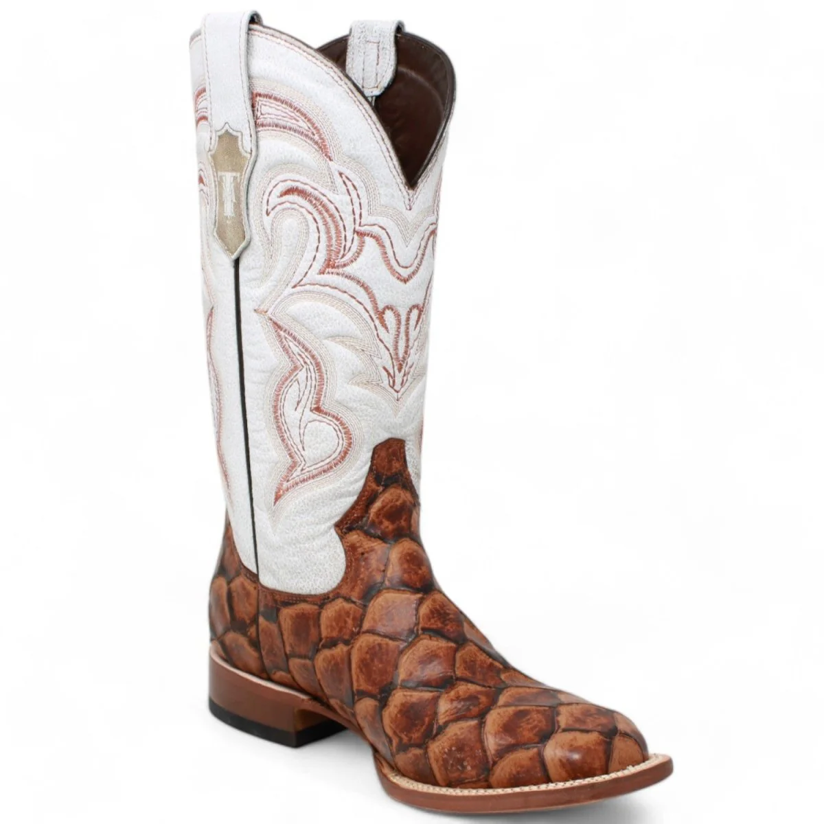Mark Women's Pistol Print Monster Fish Square Toe Boots Cognac - Image 2