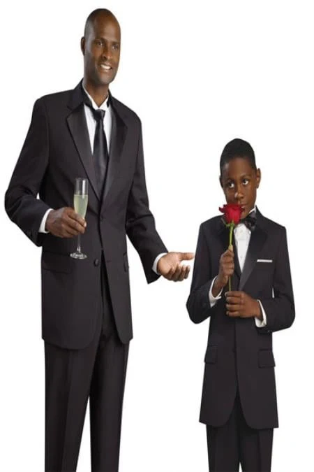 Matching Kids Sizes Father & Son Boys and Men's Suit Prefect for toddler Suits wedding attire outfits & Tuxedo ā Black