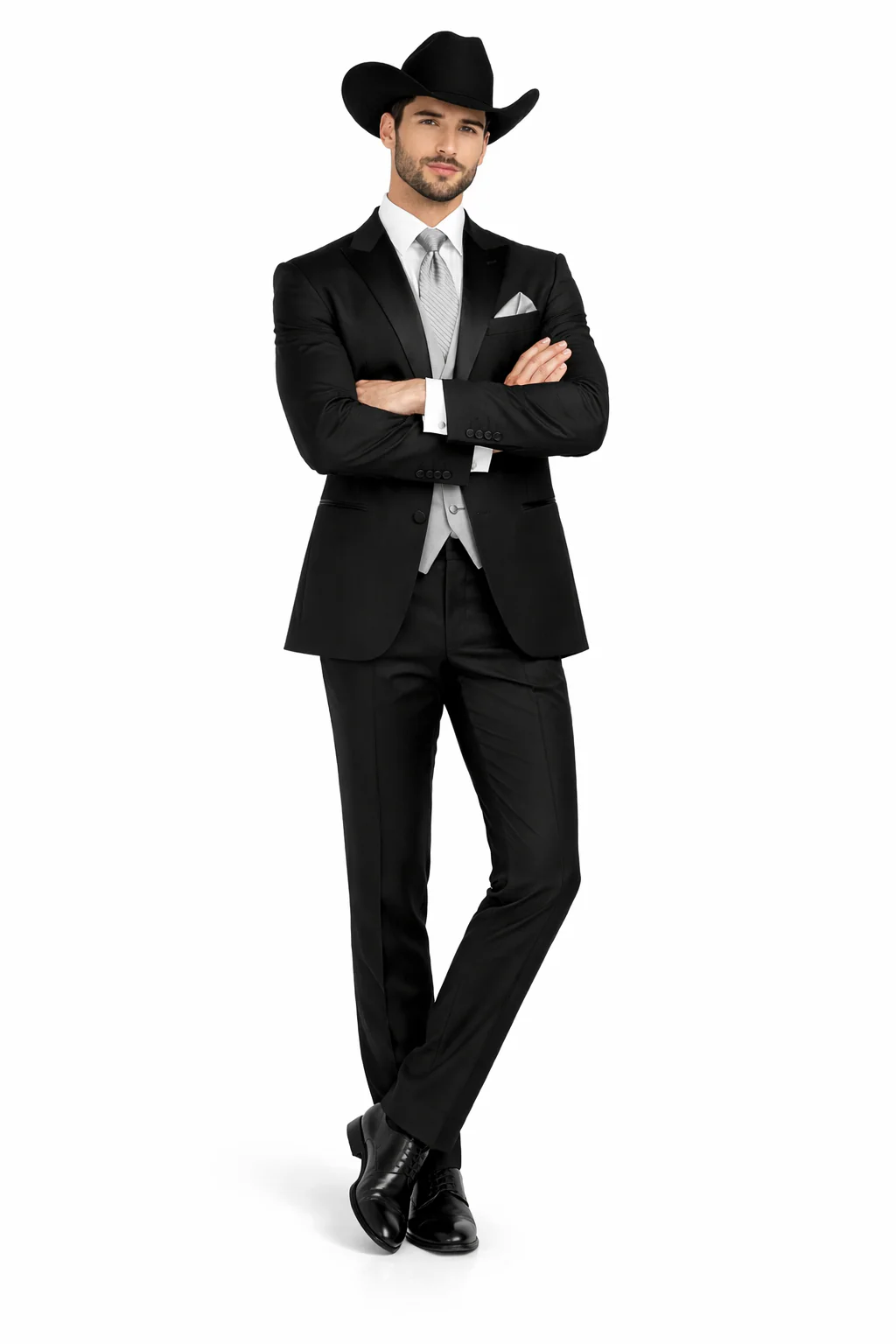 Men 2 Button Trim Cowboy in Black Cowboy Suit - Country Besom Pockets Wedding Suits - Image 5