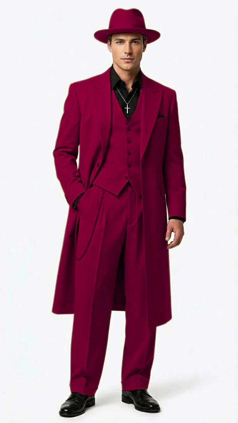 Men’s 1920s Red Zoot Suit – Long Mafia Gangster Three-Piece Vintage Outfit Zuit Pachuco Style - Image 17