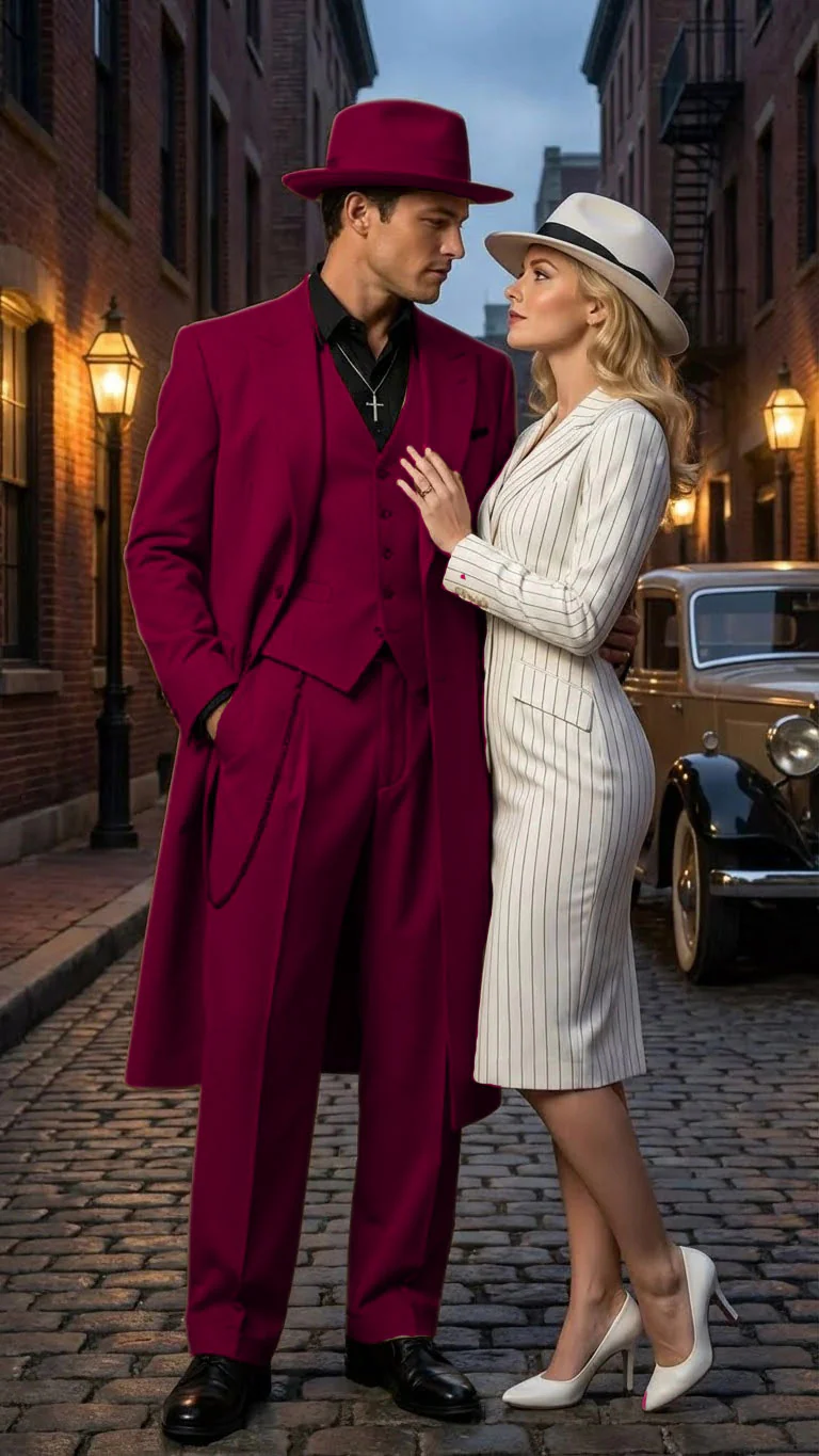 Men’s 1920s Red Zoot Suit – Long Mafia Gangster Three-Piece Vintage Outfit Zuit Pachuco Style - Image 18