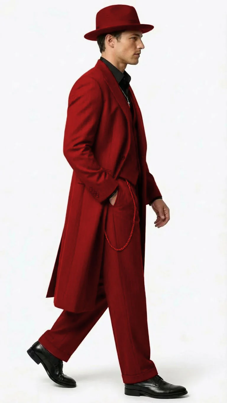 Men’s 1920s Red Zoot Suit – Long Mafia Gangster Three-Piece Vintage Outfit Zuit Pachuco Style - Image 51
