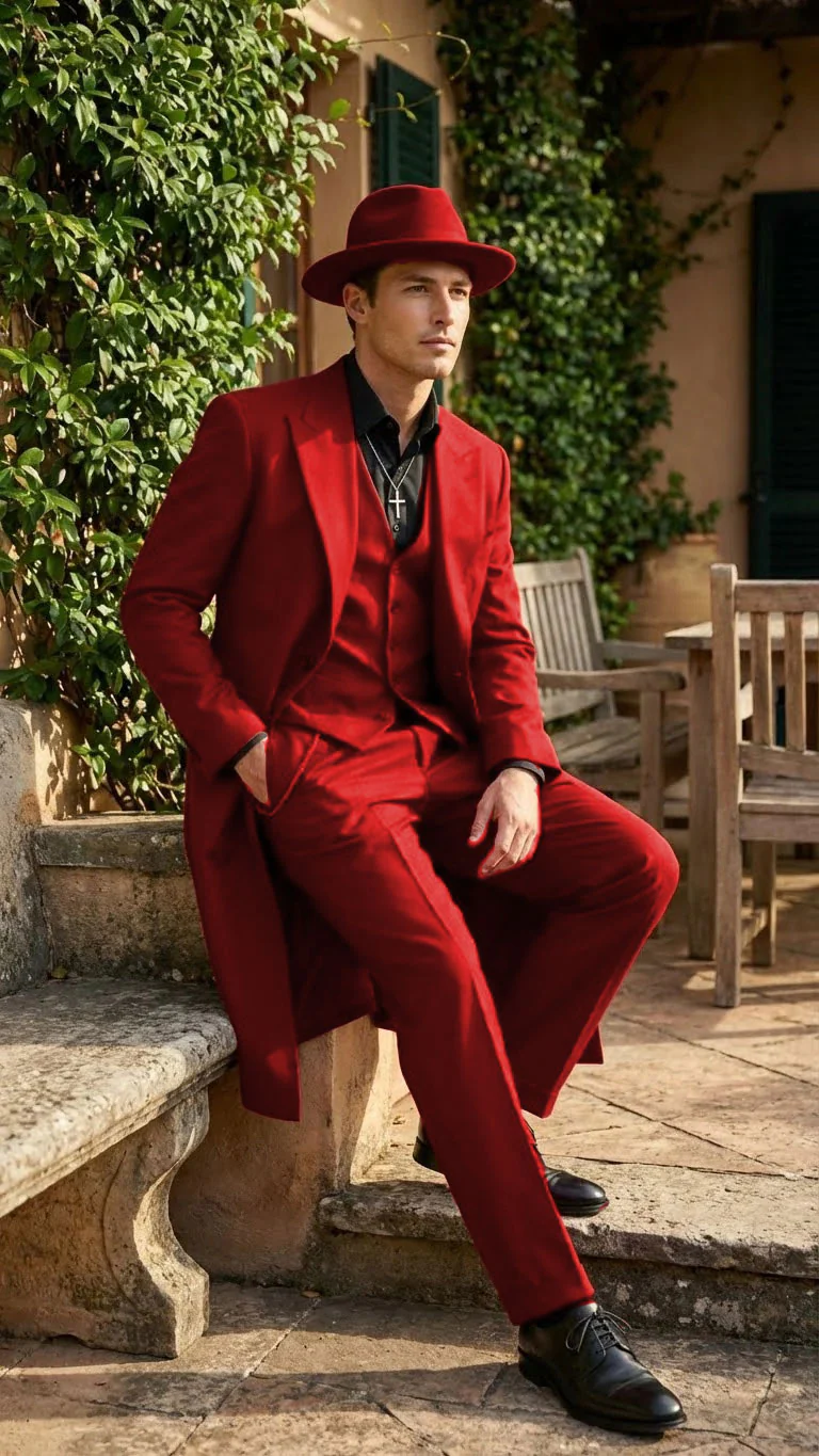 Men’s 1920s Red Zoot Suit – Long Mafia Gangster Three-Piece Vintage Outfit Zuit Pachuco Style - Image 59