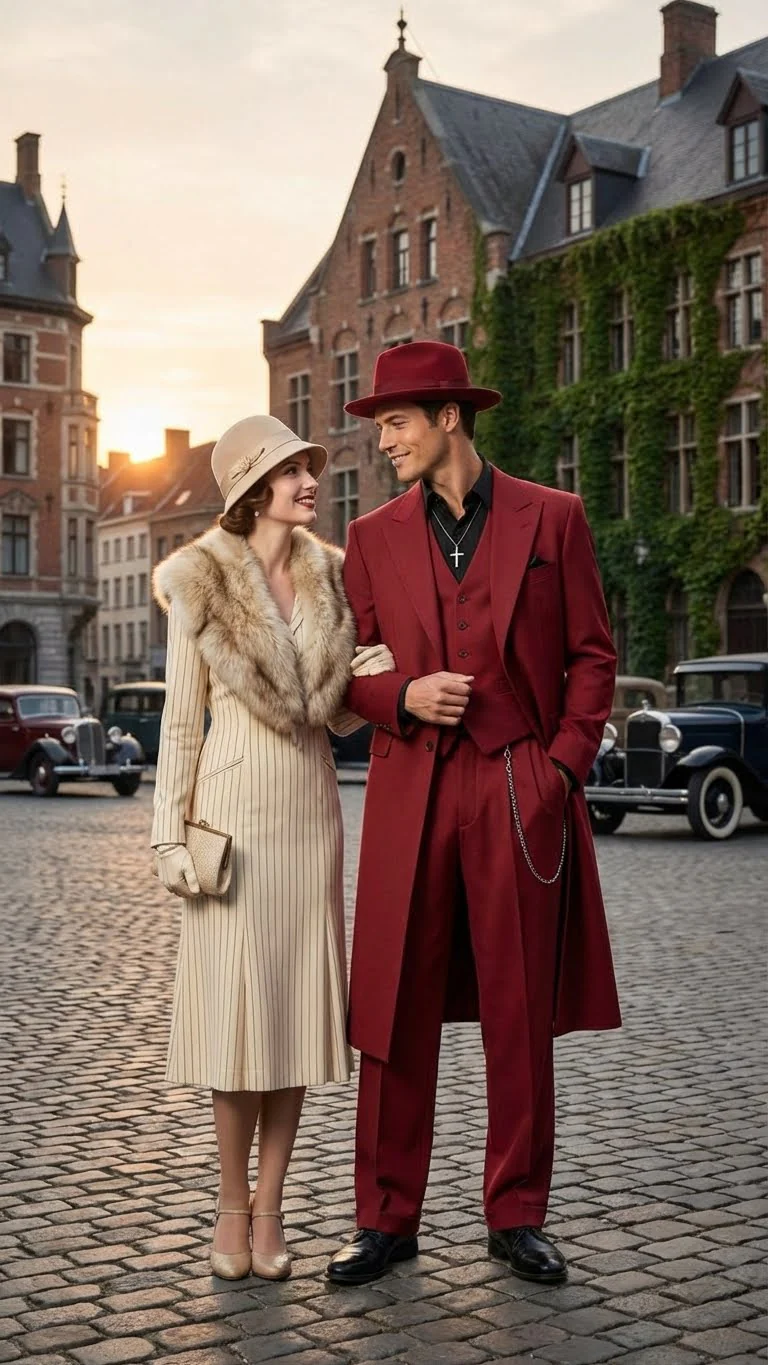 Men’s 1920s Red Zoot Suit – Long Mafia Gangster Three-Piece Vintage Outfit Zuit Pachuco Style - Image 6
