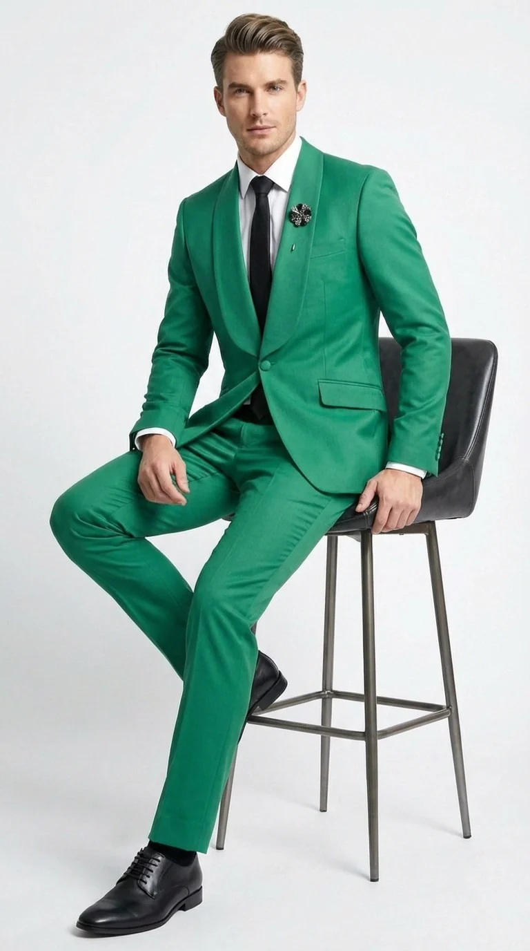Men’s Augusta Green Emerald Light Green Suit – Slim Fit 2 Piece Formal Suit for Wedding, Prom and Evening Events - Image 5