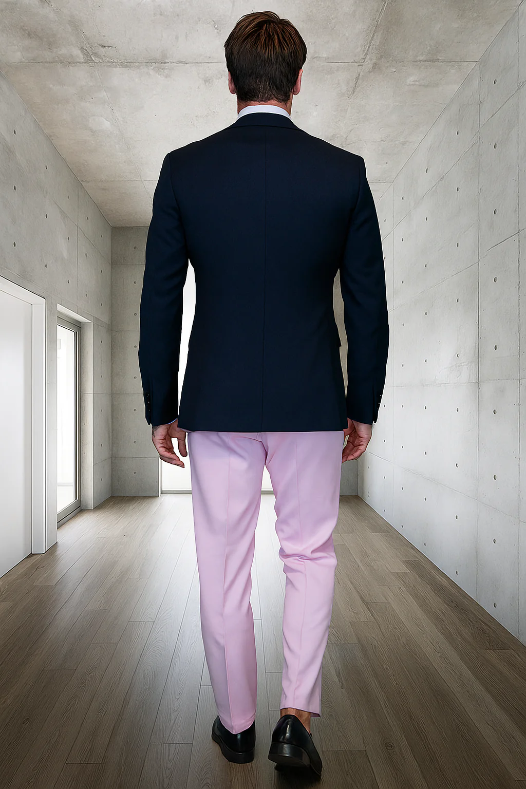 Men’s Black and Pink Wool Tuxedo – Designer Vested Tuxedo with Contrast Satin Peak Lapel for Wedding & Prom - Image 5
