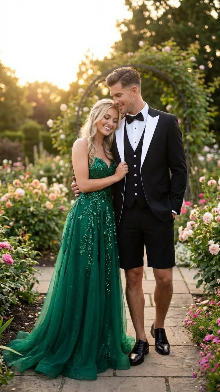 Men’s Black and White Tuxedo Shorts Suit – Modern Formal Tuxedo with Short Pants for Wedding, Party and Special Events - Image 3