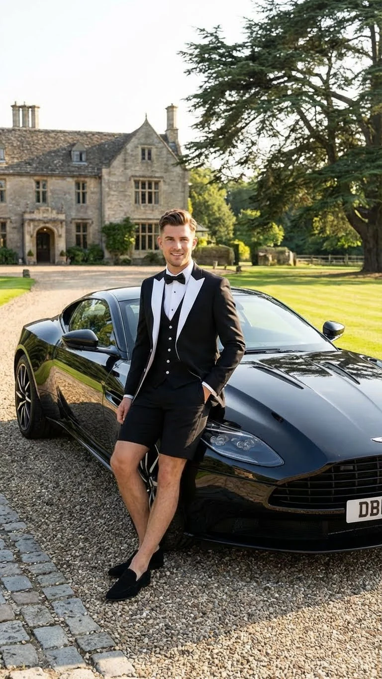 Men’s Black and White Tuxedo Shorts Suit – Modern Formal Tuxedo with Short Pants for Wedding, Party and Special Events - Image 5