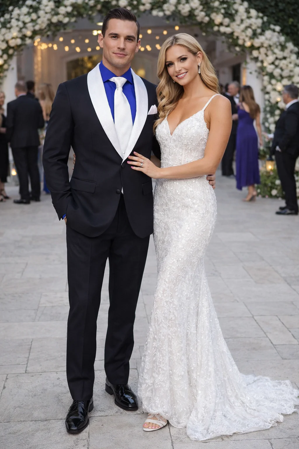 Men’s Black Blazer Suit with White & Sky Blue Lapel – Elegant Wedding Style - Image 16