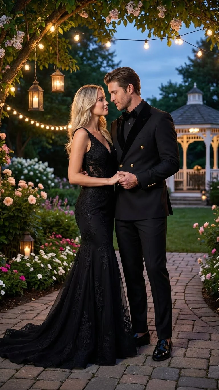 Men’s Black Double Breasted Tuxedo Suit – Luxury Formal Dinner Jacket Gold Buttons Velvet Lapel - Image 7