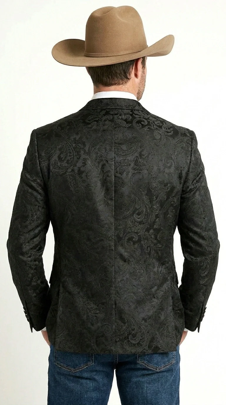Men’s Black Paisley Western Cowboy Blazer – Classic Western Style Formal Jacket, Elegant Country Blazer Coat - saco para vaquero - Image 7