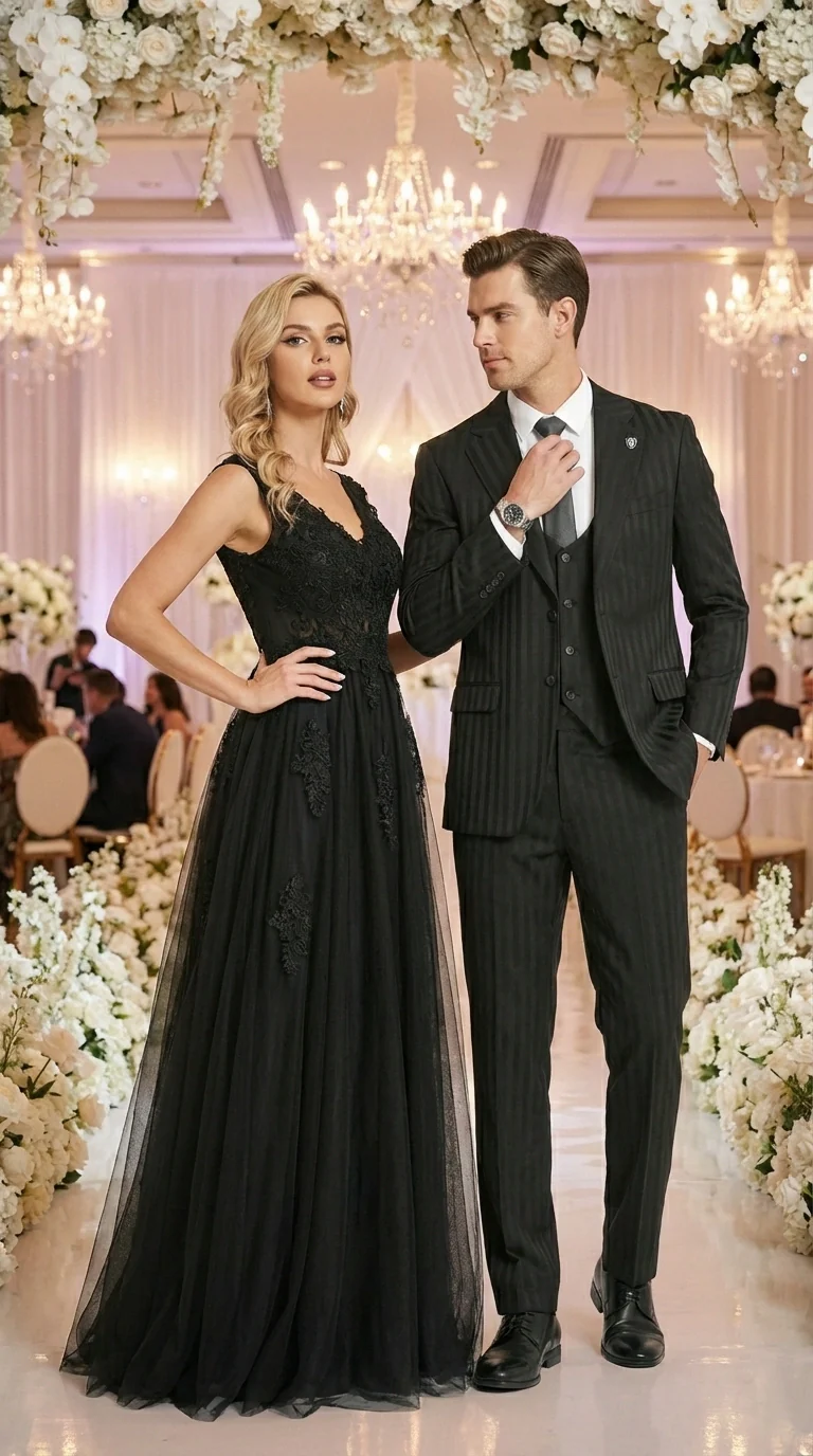Men’s Black Pinstripe 3 Piece Suit – Vested Formal Business Suit for Wedding, Office, Prom and Party Wear - Image 16