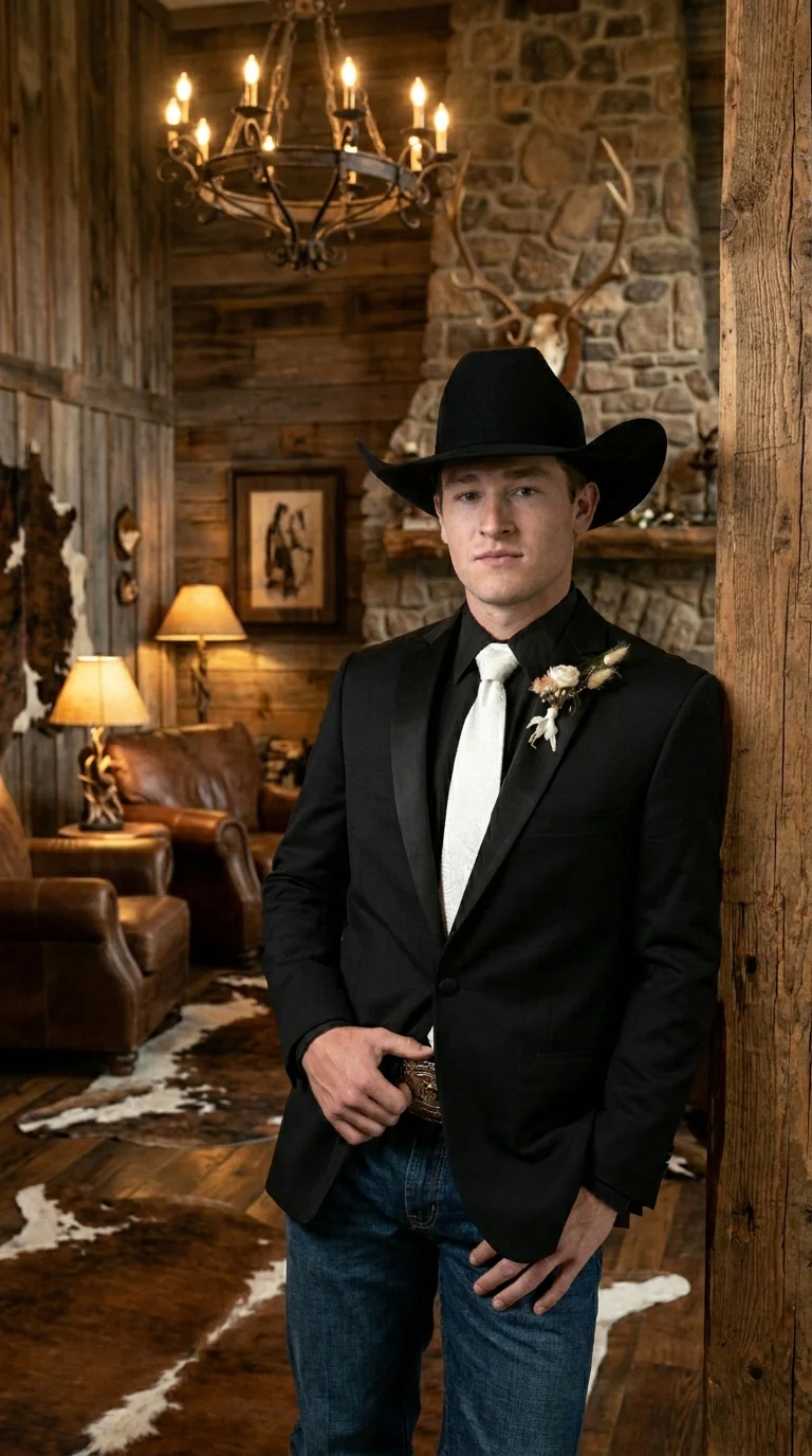 Men’s Black Tuxedo Western Blazer – Cowboy Style Formal Sport Coat Jacket for Dinner Jacket - Image 11