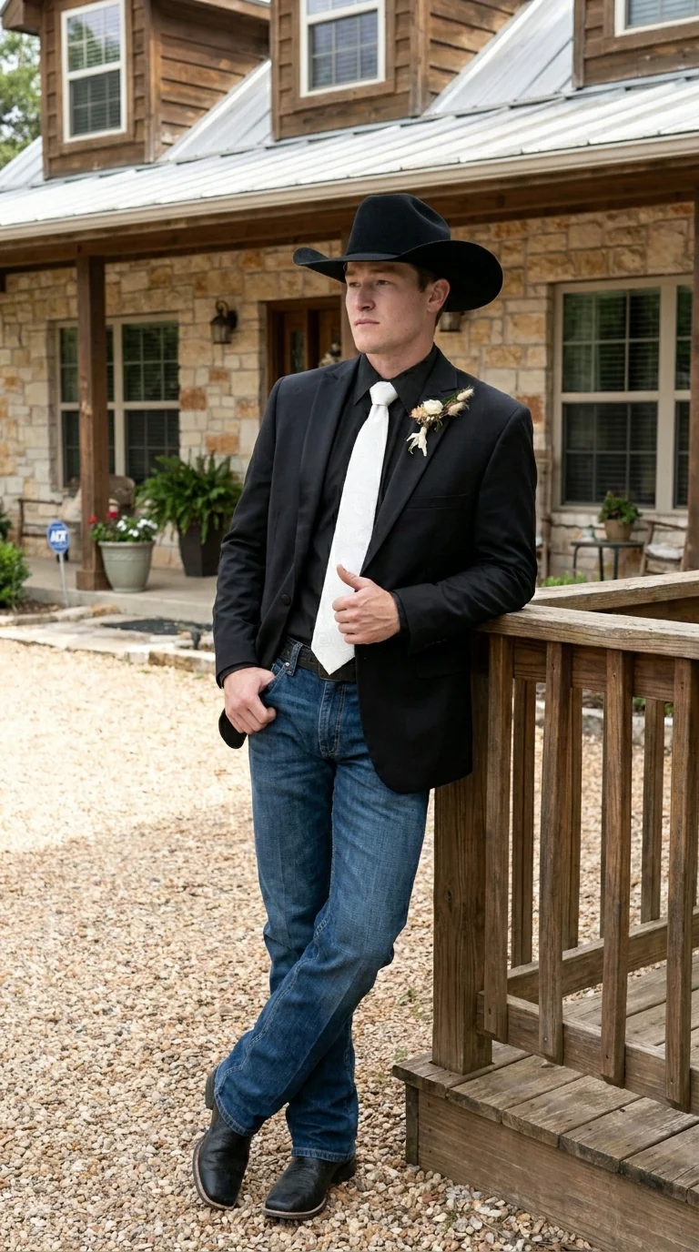 Men’s Black Tuxedo Western Blazer – Cowboy Style Formal Sport Coat Jacket for Dinner Jacket - Image 12