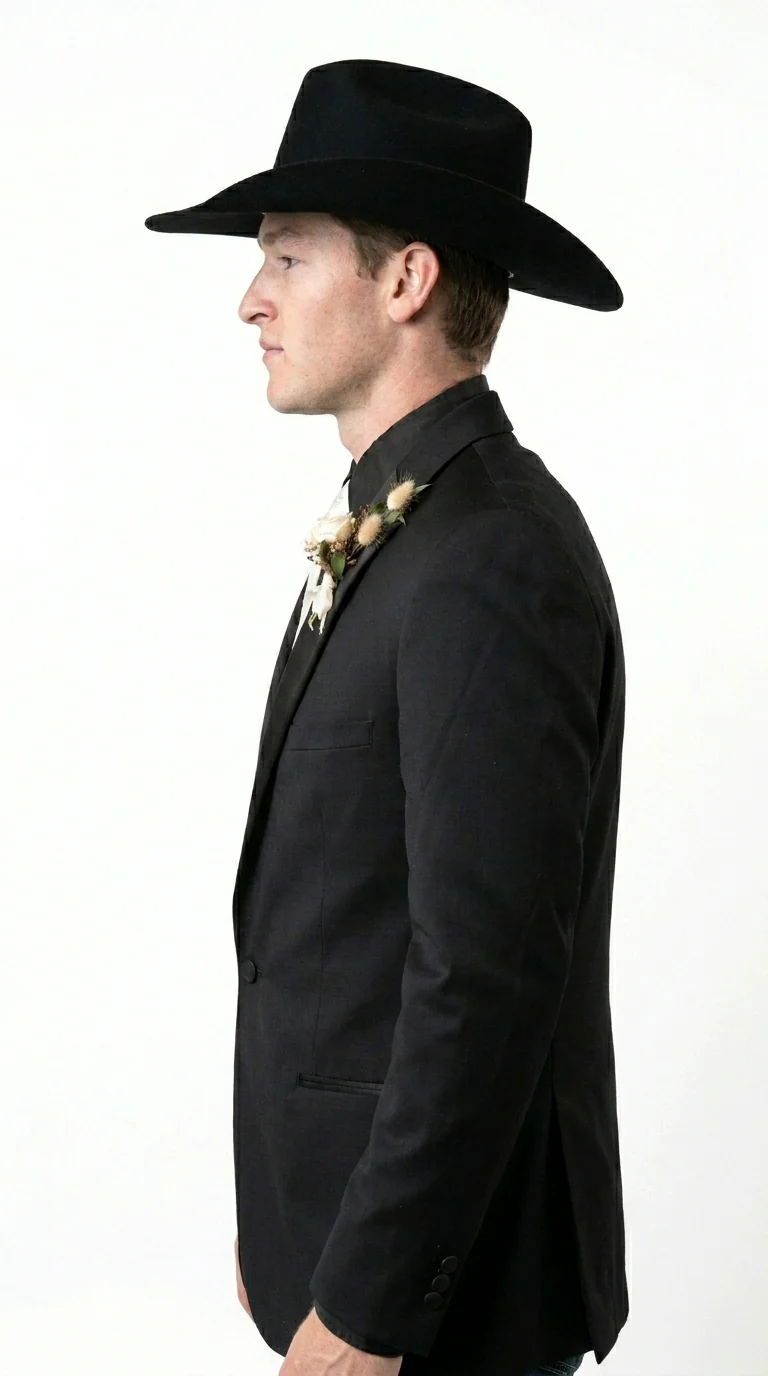Men’s Black Tuxedo Western Blazer – Cowboy Style Formal Sport Coat Jacket for Dinner Jacket - Image 4