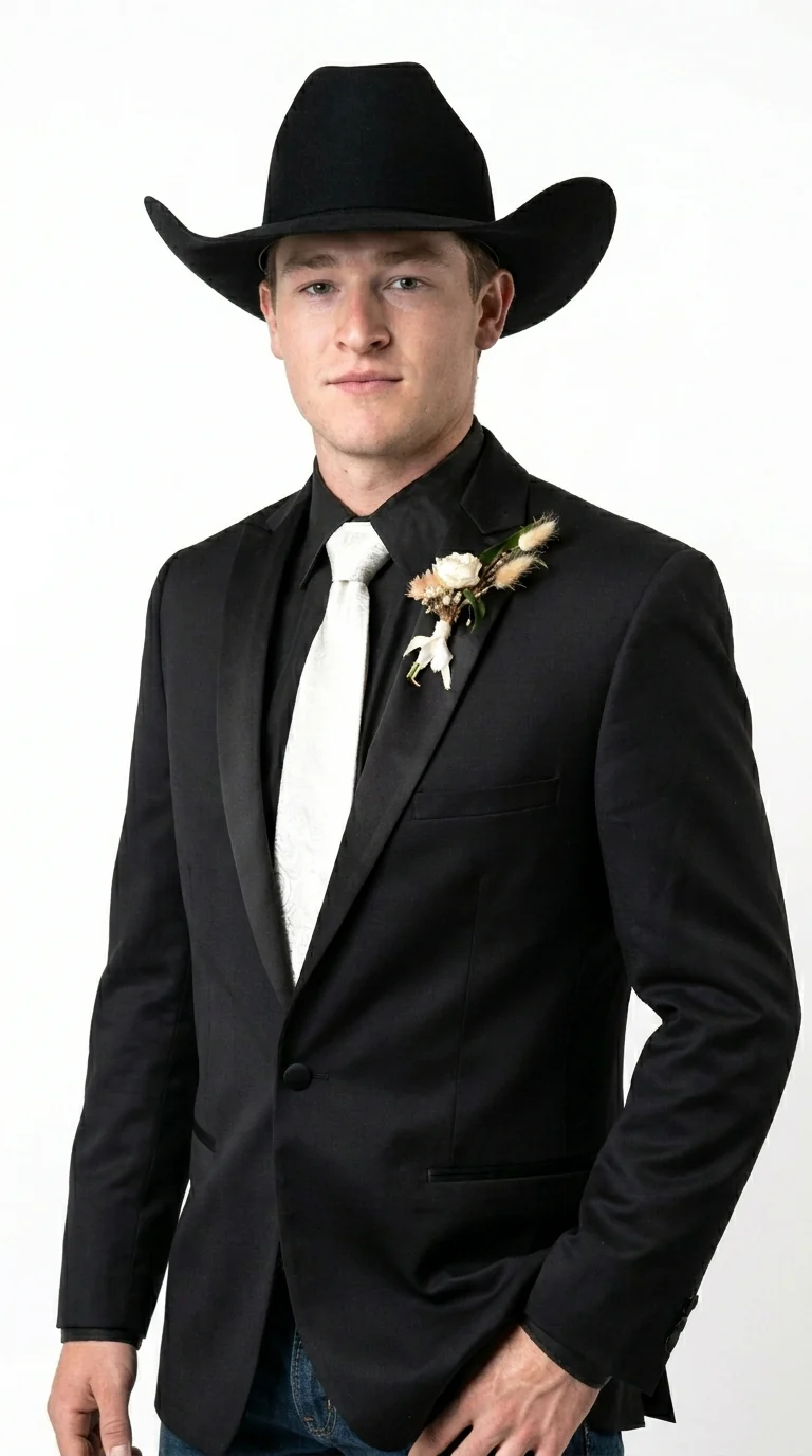 Men’s Black Tuxedo Western Blazer – Cowboy Style Formal Sport Coat Jacket for Dinner Jacket - Image 6