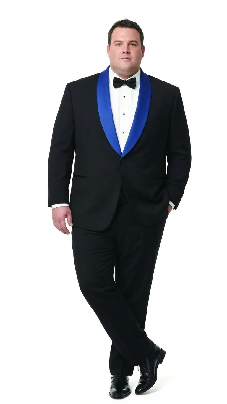 Men’s Black Tuxedo with Royal Blue Shawl Lapel | Modern Formal Dinner Jacket Suit + Pants for Weddings, Proms - Image 8