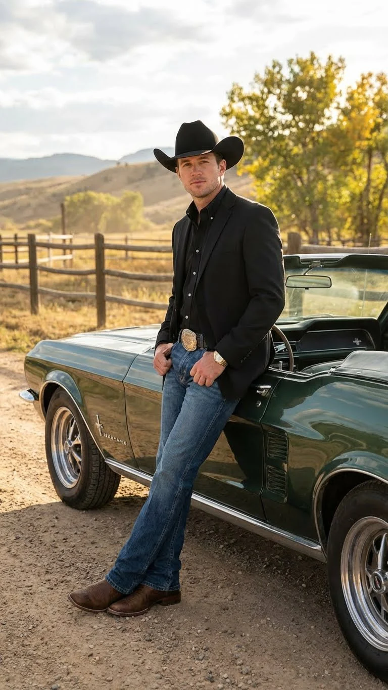 Men’s Black Western Blazer Jacket, Classic Cowboy Style Sport Coat for Casual Formal Wear - Image 5