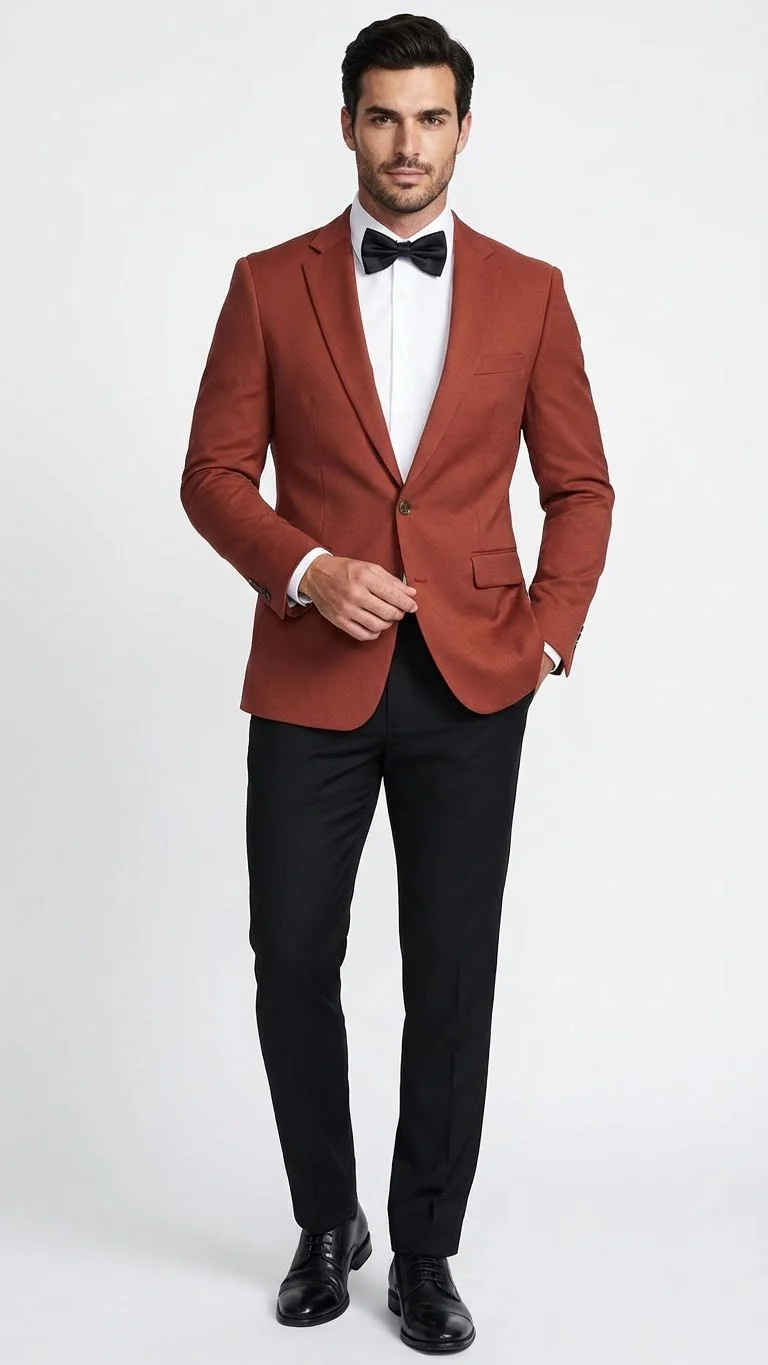 Men’s Brick Copper Rust Color Blazer – Slim Fit Formal and Party Wear Jacket in Burnt Orange Sport Coat