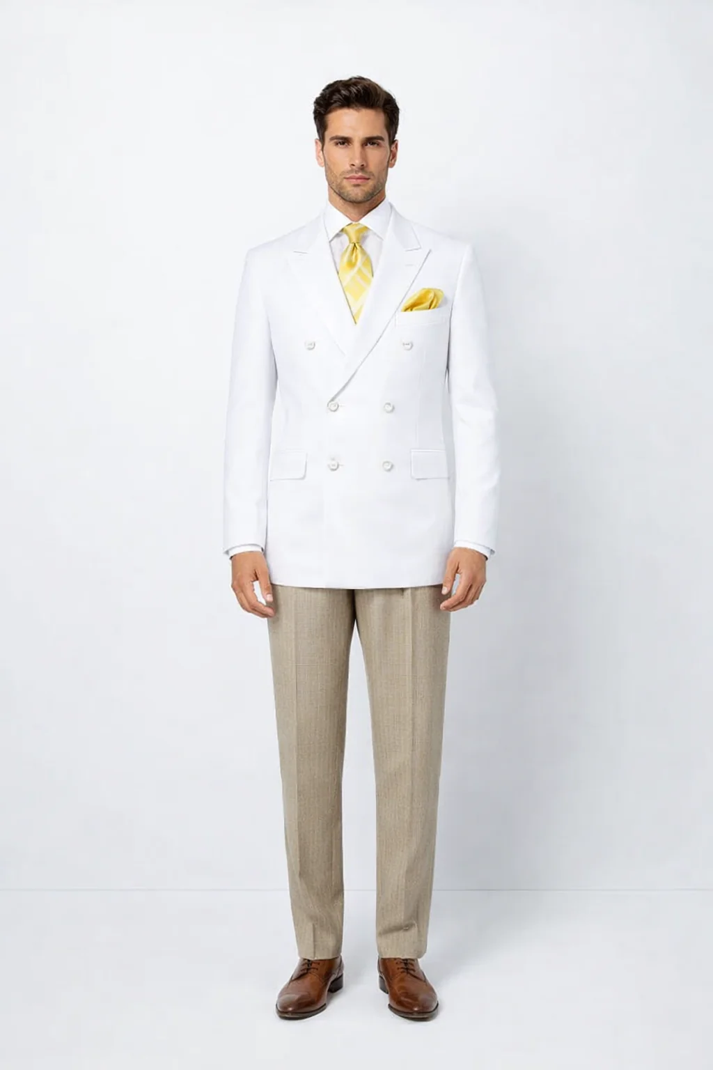 Men’s Classic White Double Breasted Blazer Jacket for Formal & Wedding Wear