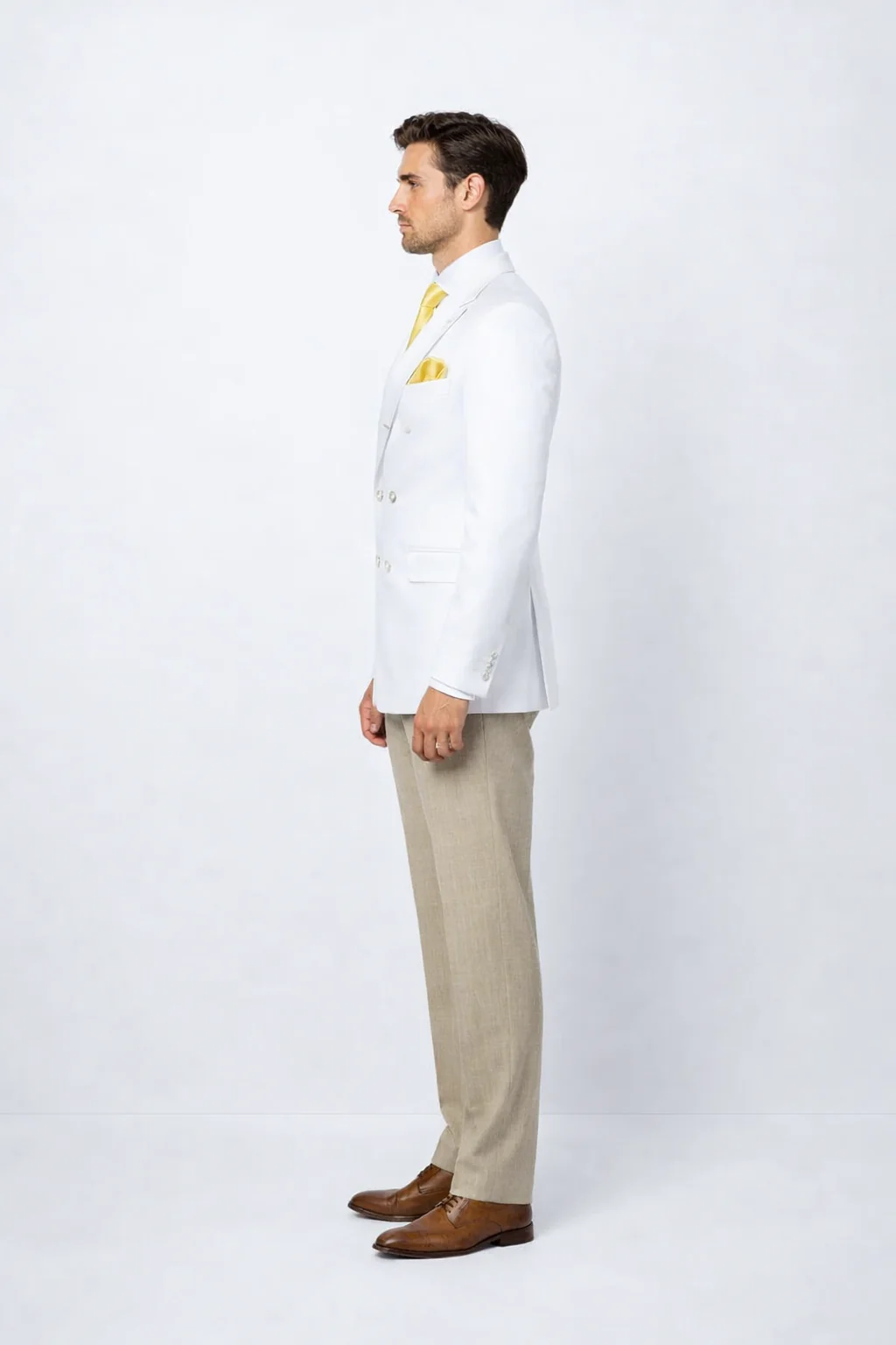 Men’s Classic White Double Breasted Blazer Jacket for Formal & Wedding Wear - Image 2