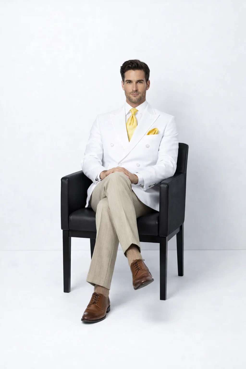 Men’s Classic White Double Breasted Blazer Jacket for Formal & Wedding Wear - Image 5