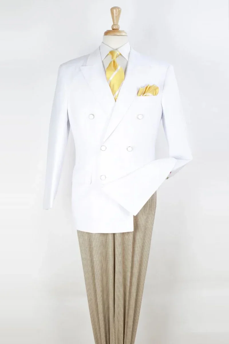 Men’s Classic White Double Breasted Blazer Jacket for Formal & Wedding Wear - Image 9