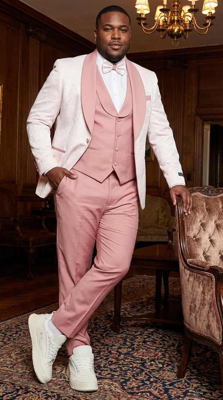 Men’s Cream and Rose Pink Prom Suit – Cream Tuxedo Jacket with Rose Pink Pants and Shawl Lapel Formal Suit for Prom and Wedding - Image 11
