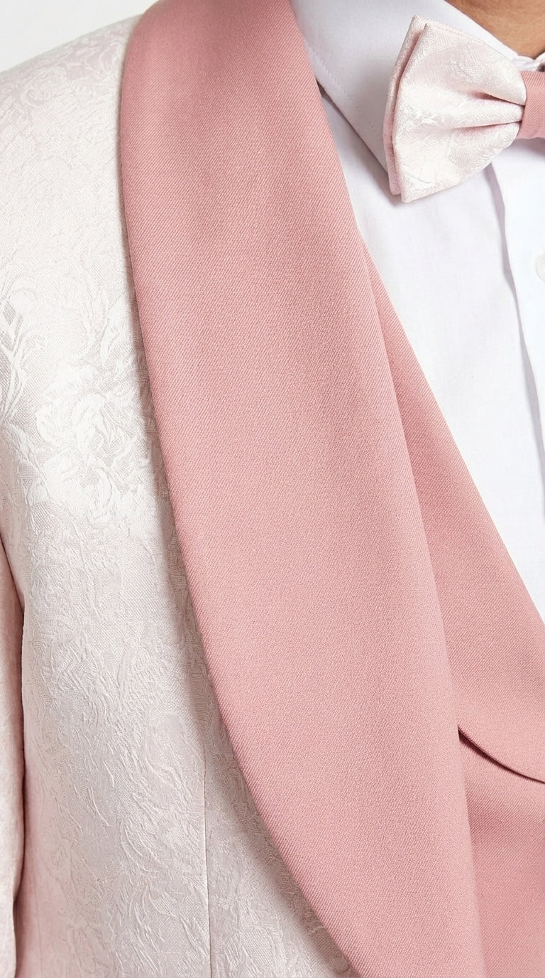 Men’s Cream and Rose Pink Prom Suit – Cream Tuxedo Jacket with Rose Pink Pants and Shawl Lapel Formal Suit for Prom and Wedding - Image 17