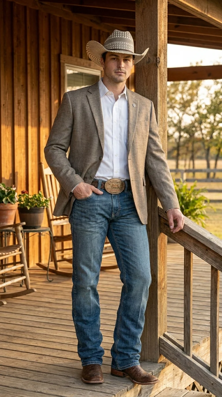 Men’s Dark Tan Taupe Light Brown Western Cowboy Blazer – Classic Country Style Jacket for Wedding, Casual Country Jacket Textured - Image 12
