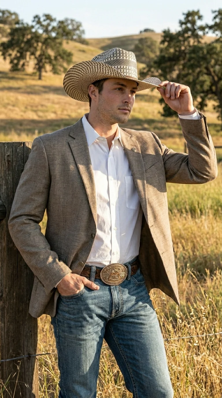 Men’s Dark Tan Taupe Light Brown Western Cowboy Blazer – Classic Country Style Jacket for Wedding, Casual Country Jacket Textured - Image 13